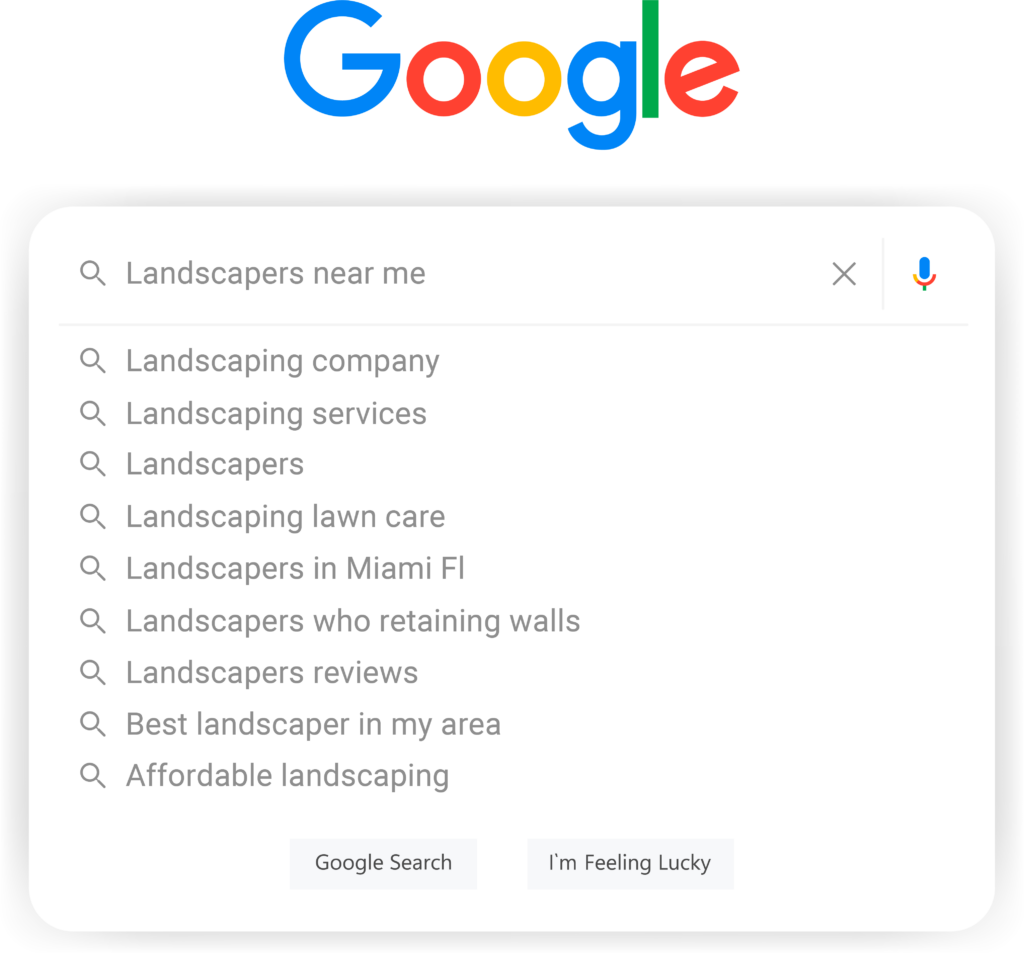 Google search for landscapers